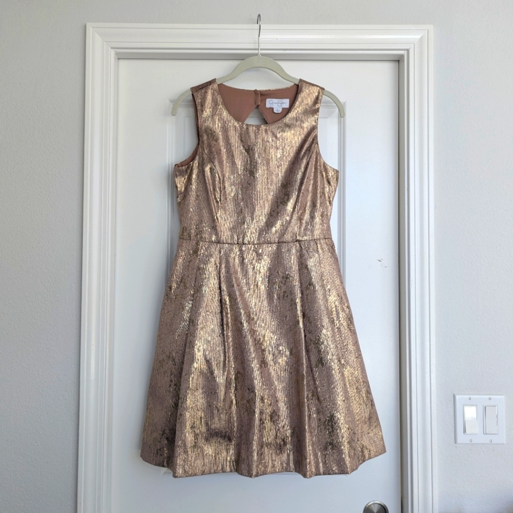 Blush Pink Metallic Gold Dress - Jessica Simpson